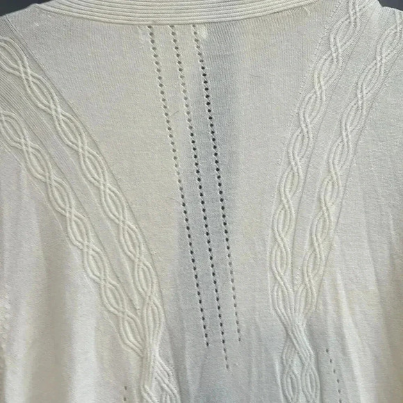 Cato Women's XL Ivory Cable-Knit Drape Open Cardigan Sweater - Picture 5 of 7